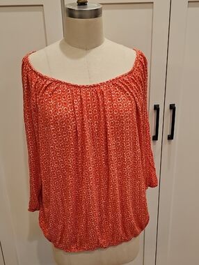 Michael Kors Red Floral Off-Shoulder Tunic Top Size 3X